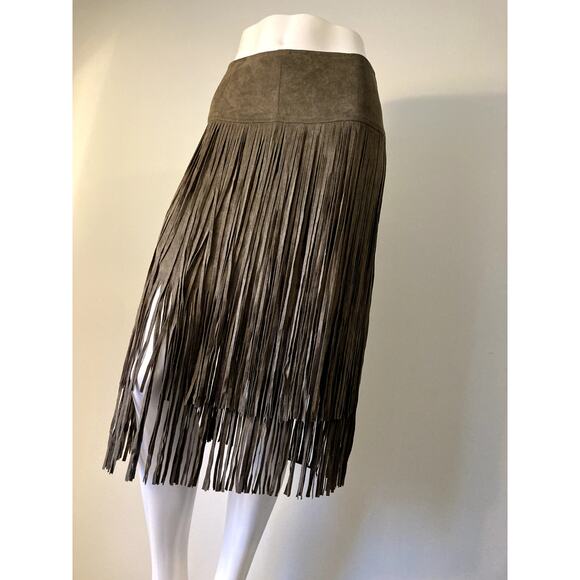 Joyfolie Brown Fringe Midi Skirt - Picture 3 of 16